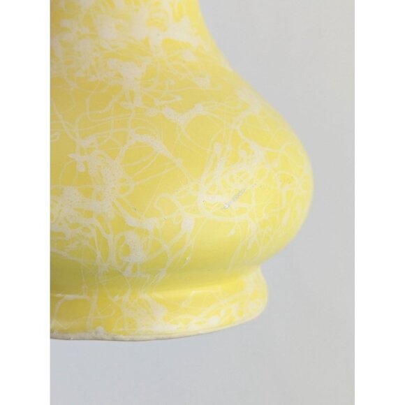 9" Yellow White Splatter Flared Rim Vase Vintage 1960s Shawnee Pottery Cameoware - Picture 10 of 10